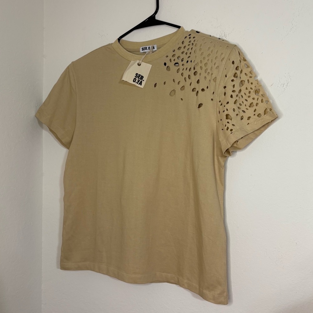 SER.O.YA Caroline Distressed Cotton T-Shirt - Picture 2 of 12